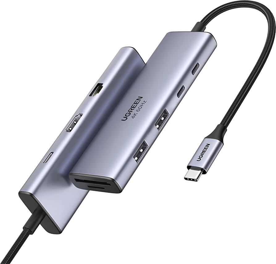 UGREEN HUB 9in1 USB-C to HDMI(4K@60Hz)+2*USB-A3.0+2*USB-C3.05G+SD/TF+GigabitRJ45+PD(100W) | CM498, Black