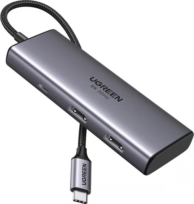 UGREEN HUB 6in1 USB-C to 2*HDMI(8K@30Hz)+2*USB-A3.0+USB-C3.0+PD(100W) | CM498, Space Gray