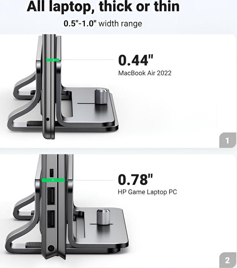 UGREEN LP258 Vertical Laptop Stand, Adjustable Aluminum Alloy Dual-Slot Holder for Laptops up to 17.3 inches, Anti-Scratch Silicone Padding