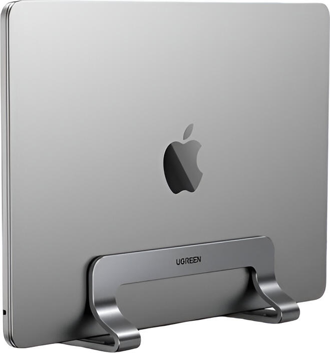 UGREEN LP258 Vertical Laptop Stand, Adjustable Aluminum Alloy Dual-Slot Holder for Laptops up to 17.3 inches, Anti-Scratch Silicone Padding