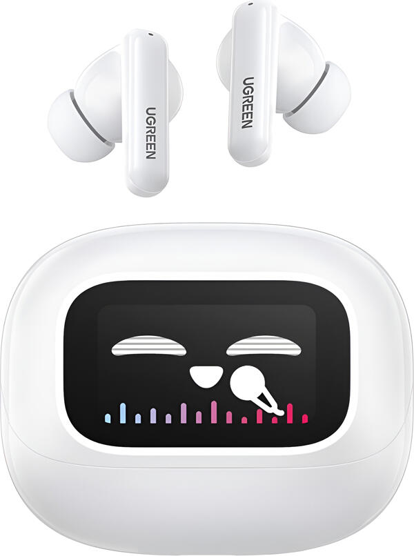 Casca TWS UGREEN HiTune T6 Magic WS211 cu Etui Ecran LCD, ANC Hibrid 52dB, Audio Hi-Res LDAC, Bluetooth 5.4, Multipoint, IPX5, Alb