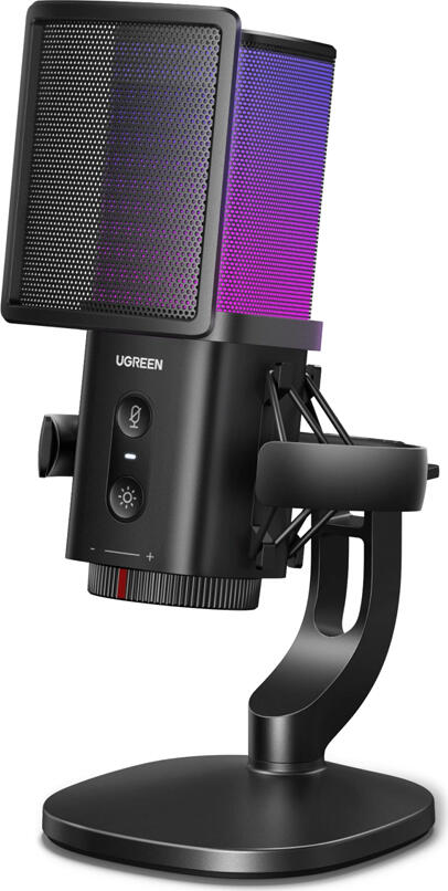 UGREEN CM581 Gaming Condenser Microphone, 96kHz/24-bit USB-C Cardioid Mic with RGB Lighting, DSP Noise Reduction, Zero Latency, Pop Filter & Shock Mount