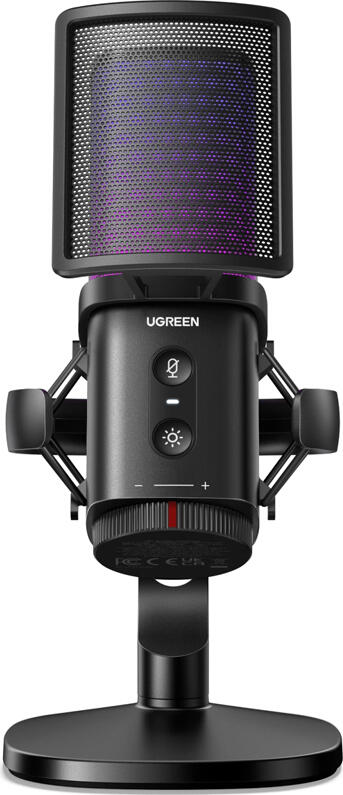 UGREEN CM581 Gaming Condenser Microphone, 96kHz/24-bit USB-C Cardioid Mic with RGB Lighting, DSP Noise Reduction, Zero Latency, Pop Filter & Shock Mount