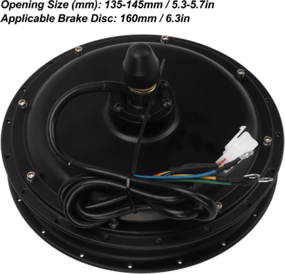 Electric Bicycle Hub Motor 2000W 60V High Power Brushless Motor for E-bike, 70-80 km/h Max Speed, 135-145mm Opening, 160mm Brake Disc Support, Black