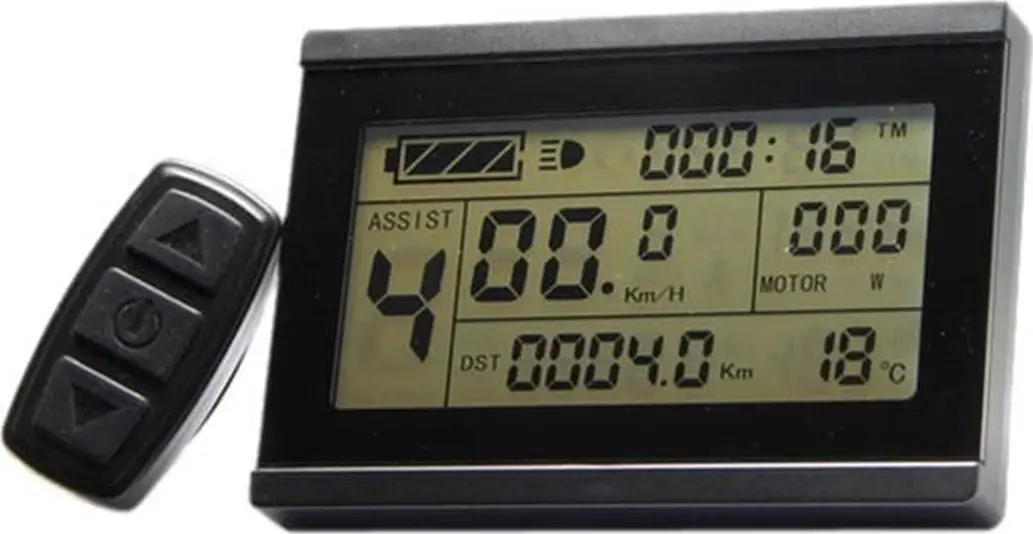 Display LCD 3 Inch pentru Biciclete Electrice, Ecran cu Iluminare Din Spate, Rezistent la Apa, Monitor de Viteza, Baterie si Nivel Asistenta Pedala