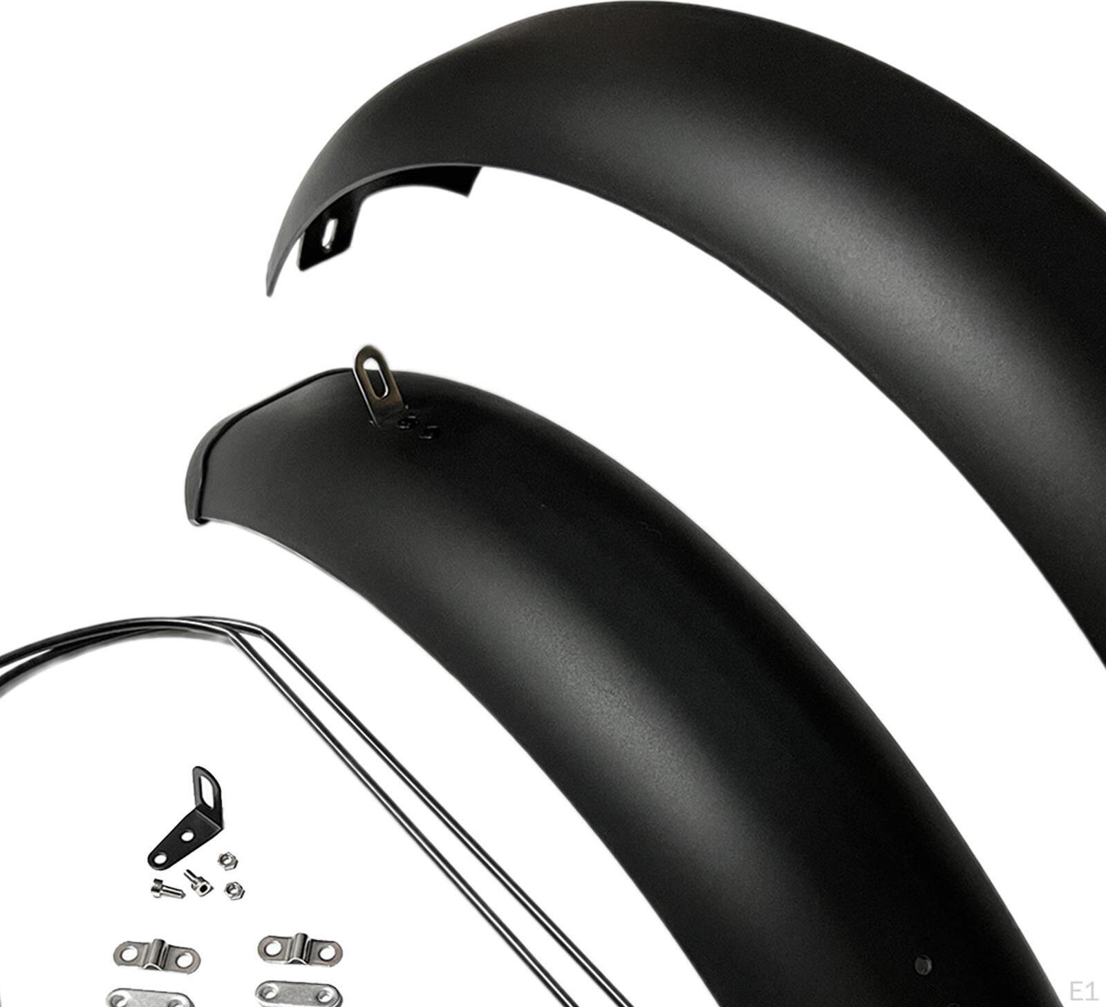 Aripi Metalice Rezistente pentru Biciclete Fat Bike, Set Aripi Fata si Spate pentru Anvelope Late, Constructie Robusta pentru Nisip Neve si Noroi, Negru