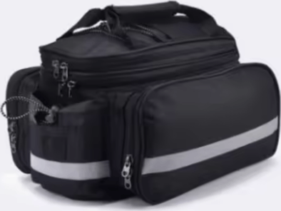 Geanta pentru Portbagaj Bicicleta cu Husa Impermeabila de Ploaie, Material Rezistent la Apa, Benzi Reflexive de Siguranta, 35x23x24cm, Neagra