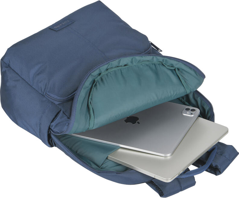 Rucsac Laptop Tucano Baldo BKBAL15 Albastru, Rezistent la apa, pentru Laptopuri de 15.6 inch si MacBook Pro 16, Capacitate 16L, Material 100% rPET Reciclat, Curea Trolley