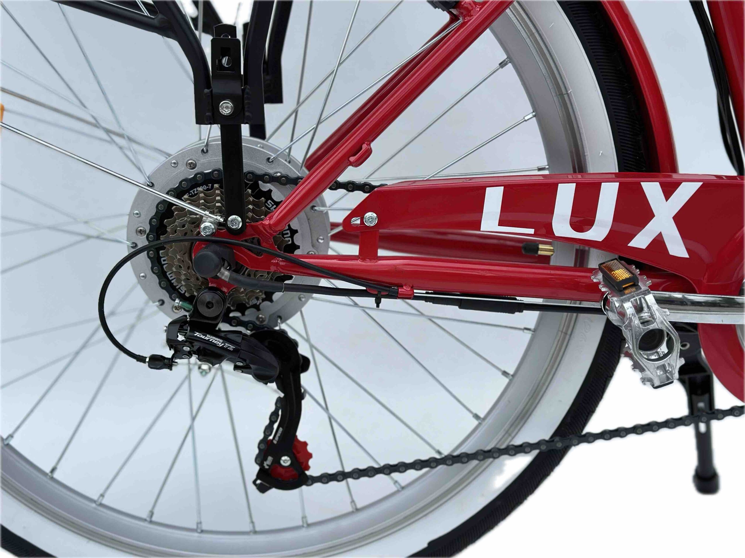 Bicicleta Electrica LUX (UA) 500W 36V 12.5Ah pentru Oraș, Viteza Maxima 35km/h, Frane cu Disc, Suspensie Reglabila, Display Digital EN06, Portbagaj