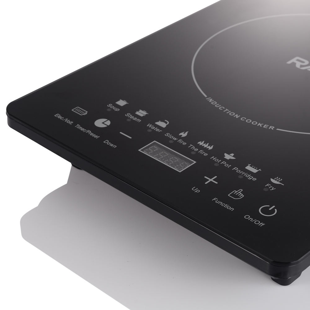 Plita cu Inductie Raf R.8104 2200W, Control Digital Touch, Suprafata de Sticla, 8 Moduri de Gatire, Temporizator, Protectie Supraincalzire, Neagra