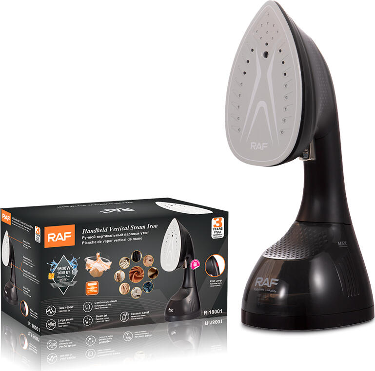 Fier de Calcat Vertical Portabil Raf R.18001, 1600W, Talpa Ceramica, Rezervor Apa 240ml, Jet de Abur Puternic, Negru