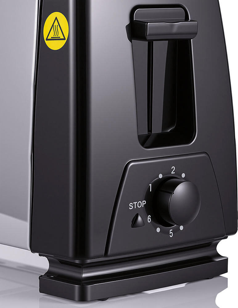 Raf R.2105 4-Slice Toaster, 1300W, Stainless Steel, Long Slots, Adjustable Browning Control, Removable Crumb Tray, Silver