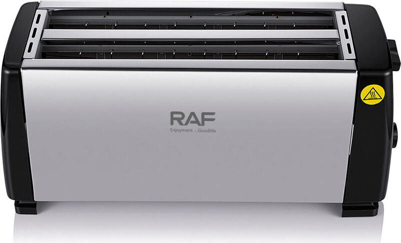 Raf R.2105 4-Slice Toaster, 1300W, Stainless Steel, Long Slots, Adjustable Browning Control, Removable Crumb Tray, Silver
