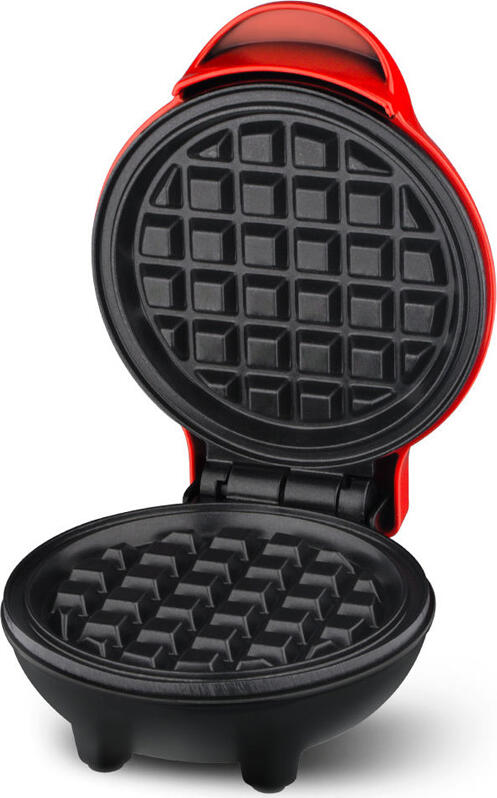 Aparat de gofre RAF R.591, 500W Stil Belgian, Grill pentru Gofre si Panini, Plate Antiaderente, Incalzire Dubla, Carcasa din Otel Inoxidabil, Rosu