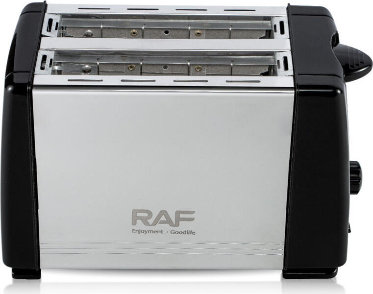 Prăjitor de pâine Raf R.262, 2 fete, 650W, 6 nivele de prăjire, corp din oțel și ABS, plăci antiaderente, bază antiderapantă, Negru
