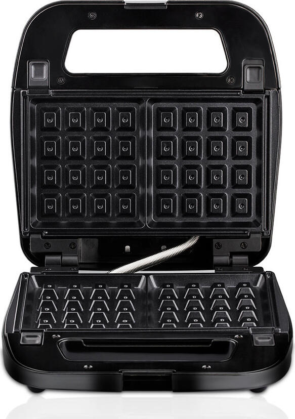 Raf R.203 3-in-1 Sandwich Maker, Waffle Maker and Panini Grill, 800W, Non-stick Coating, Double-sided Heating, Steel, Black