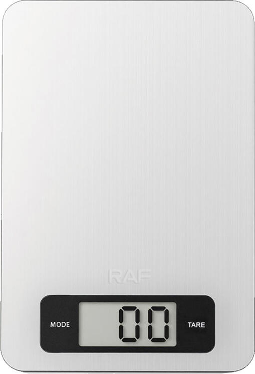 Raf R.10026 Digital Kitchen Scale, 5kg Max Capacity, 1g Precision, Stainless Steel Surface, LCD Display, Tare Function, Unit Conversion, Silver