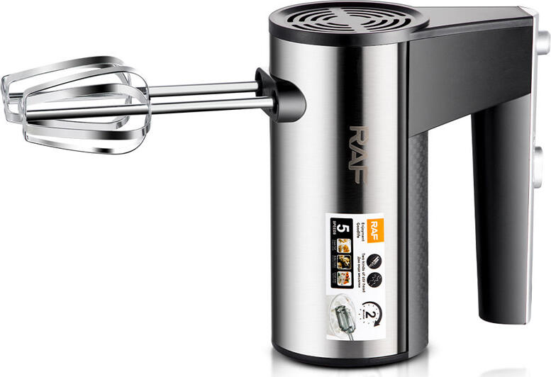 Raf R.6690 Hand Mixer 600W, 5 Speed Settings with Pulse Function, Stainless Steel Beaters and Dough Hooks, 25000 rpm, Black/Stainless Steel