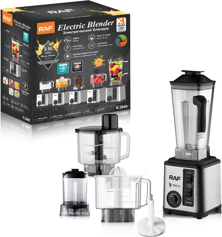 RAF R.2880 5-in-1 Professional Blender, 2600W, 32000rpm, 3L Capacity, Titanium Coated Stainless Steel Blades, Juicer, Chopper, Grinder, Egg Beater