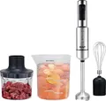 Raf R.3027 4in1 Hand Blender Set, 400W, Stainless Steel Immersion Leg, 1000ml Chopping Bowl, Mixing, Chopping, Ice Crushing, Frothing, Pulse Mode, Silver/Black