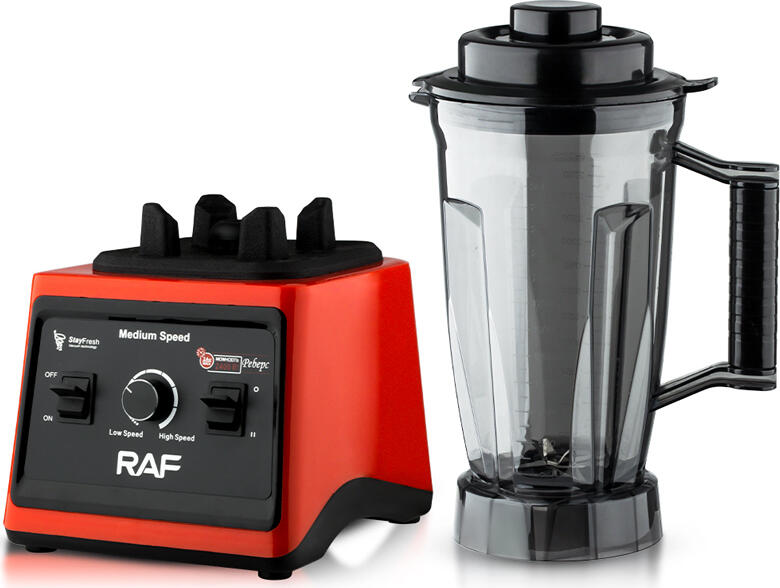 Blender Raf R.2842 Putere Mare 2400W, Vas Plastic 3L, Cuite Stainless Steel 8 Lame, 15 Trepte de Viteza, Functie Pulse si Zdrobire Gheață, Rosu