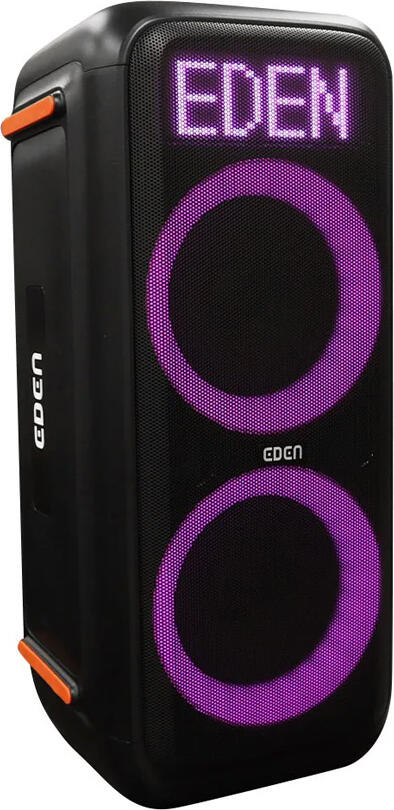 Box Party Eden ED-851 120W, 2 Woofere de 8", 2 Tweeter de 2.5", Bluetooth 5.0, 2 Microfoane Wireless UHF, LED RGB, Rezistenta IPX4, Negru