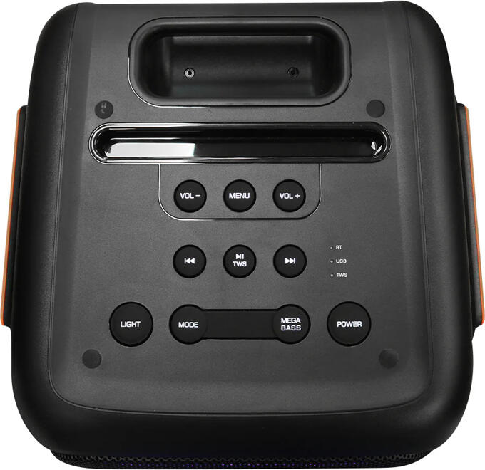 Box Party Eden ED-851 120W, 2 Woofere de 8", 2 Tweeter de 2.5", Bluetooth 5.0, 2 Microfoane Wireless UHF, LED RGB, Rezistenta IPX4, Negru