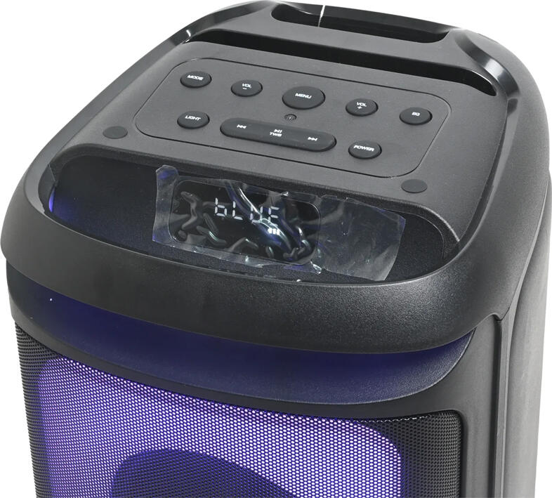 Box Parti Portabil Eden ED-633, 100W Peak, 2 Microfoane Wireless UHF, Bluetooth 5.0, Iluminare RGB LED, Rezistenta IPX4, TWS, Karaoke, Negru