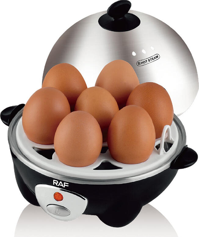 Raf R.0072 Electric Egg Boiler 360W, 0.7L Capacity for 7 Eggs, Stainless Steel and ABS, Rapid Heating, Silver