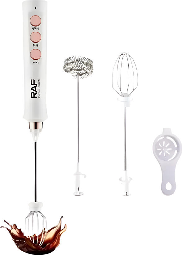 Raf Portable Milk Foaming and Egg mixer 3in1 R.342W, White