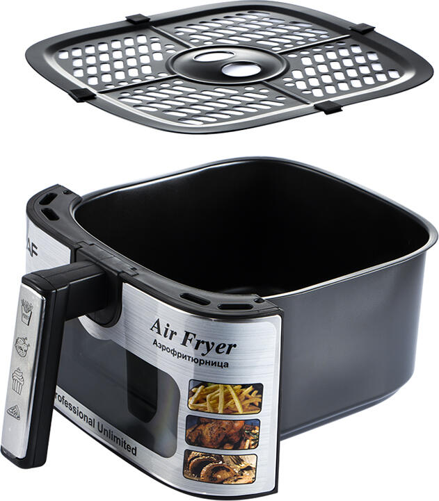 Raf R.5350 Digital Air Fryer, 7-8L Capacity, 1300-1600W, Black Steel, Transparent Viewing Window, Hot Air Circulation, Removable Basket, Timer