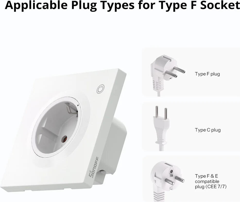 Priza Inteligenta Sonoff WS01TPF-E Seria Fusion Orb Tip F, Matter peste Wi-Fi, 16A 4000W, Monitorizare Consum Energie, Apple Home Alexa Google Home, PC