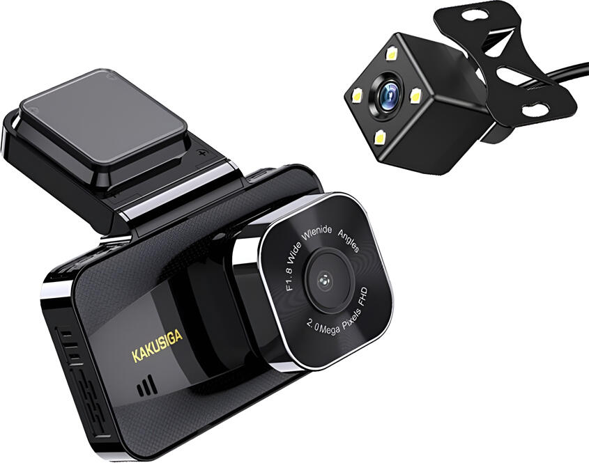 Kakusiga KSC-1132 Dual Dash Cam, Full HD 1080P Front and 720P Rear Camera, 3-inch IPS Display, 140 Degree Wide Angle, G-Sensor, Night Vision, Black