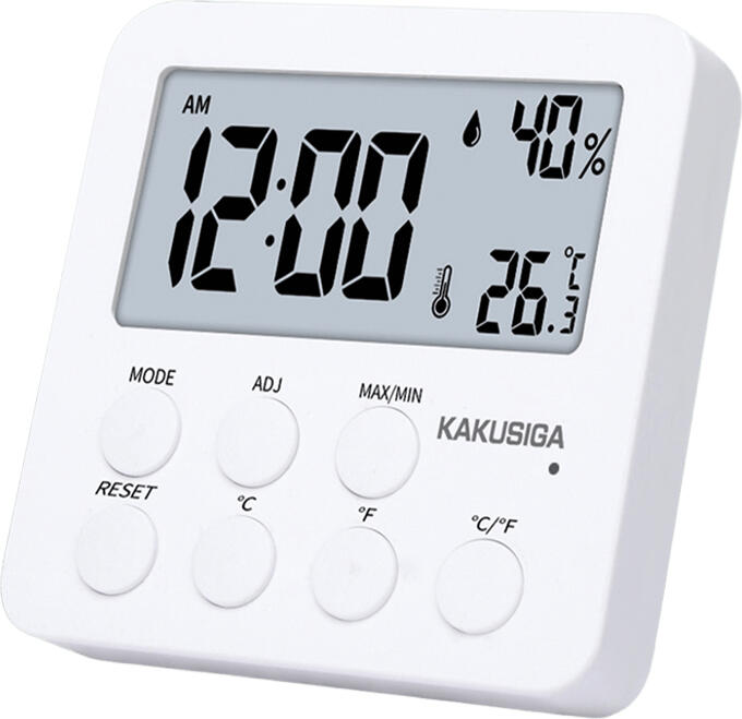 KAKU 3-in-1 Indoor Digital Clock & Hygrometer, White