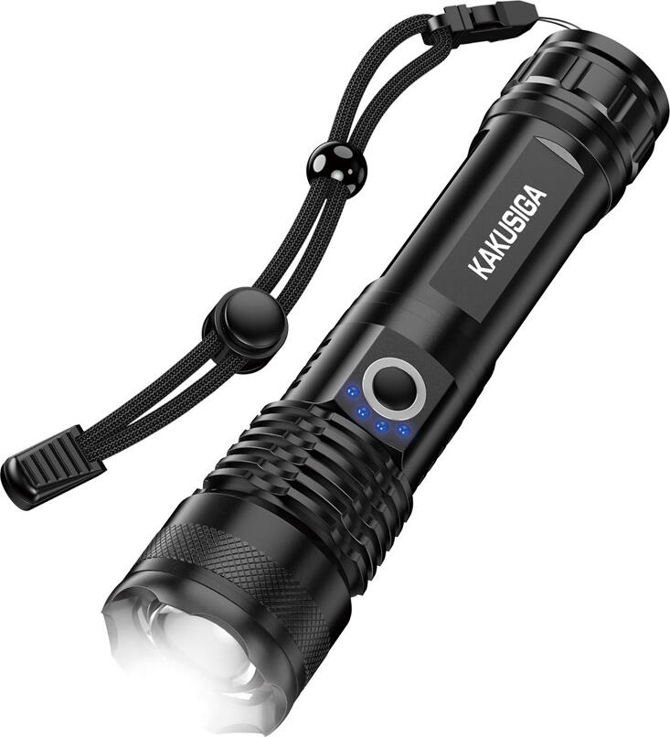 KAKU KSC-1558 Outdoor Telescopic Zoom LED High-Brightness Flashlight, Black