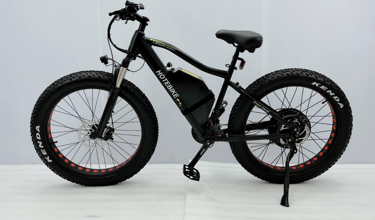 Электровелосипед HOTEBIKE A7AT26 с широкими шинами, мотор 60В 2000Вт (пик 2500Вт), аккумулятор Samsung 60В 24Ач, шины Kenda 26x4.0, Shimano 21 скорость, гидравлическая вилка, черный