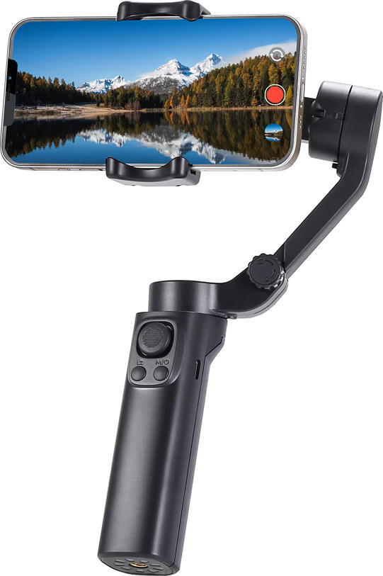 F5 Plus 3-Axis Smartphone Gimbal Stabilizer, Foldable Handheld Stabilizer with 2200mAh Battery, Integrated Tripod, FPV and Tracking Modes, 55-86mm Width