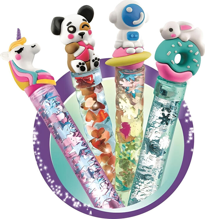 MOMUSE DIY Pen Creator Studio, Creative Pen Making Kit for Kids 6+, with Workstation, 10 Ink Refills, Beads, Pom-poms and Assembly Tools
