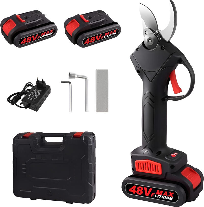 Foarceca de Toiat Electrica cu Acumulator Ruosong 48V 800W, Diametru Taiere Max 30mm, Lame din Otel Aliaj SK5, Maner Ergonomic, cu 2 Baterii Litiu si Geanta