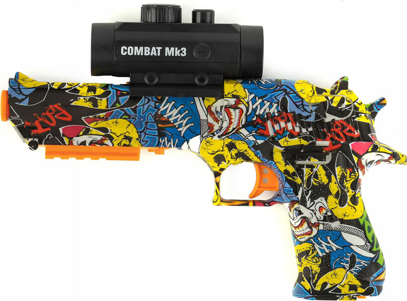 Falcons 699-3 Electric Gel Blaster Pistol, Desert Eagle Style Full Auto Toy Gun, ABS Plastic, 200 FPS, 30-40m Range, with Combat MK3 Scope and Laser