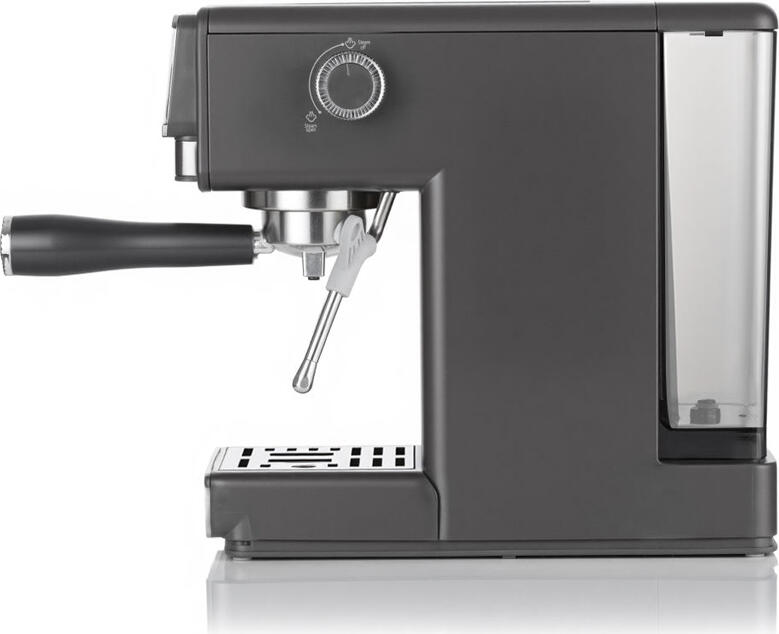 aparat de cafea espresso semi-automat Raf R.0208, 1300W, Presiune 20 bar, Rezervor apa 1.2L, Ecran LCD, Tub pentru spumare lapte, Inox si Plastic Gri
