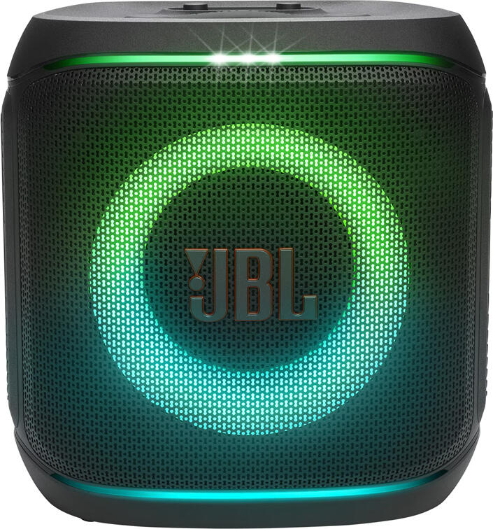 JBL Partybox Encore 2 Portable Bluetooth Speaker, 100W RMS, IPX4 Splash-proof, AI Sound Boost, Dynamic Light Show, Wireless Microphone, Black