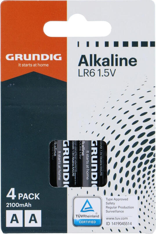 Baterii Alkaline Grundig AA LR6 1.5V 2100mAh Capacitate Mare pentru Telecomenzi, Jucarii, Lanterne, Certificare TÜV Rheinland