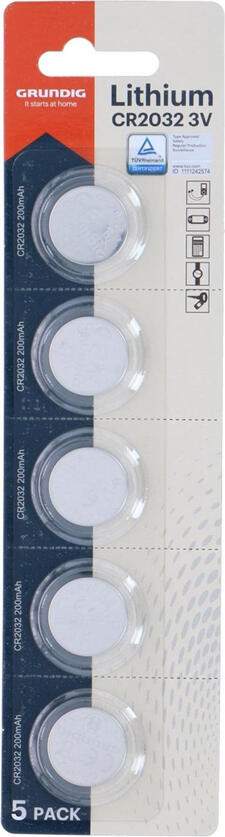 GRUNDIG Battery Buttoncell CR2032 Lithium 5pcs Blister