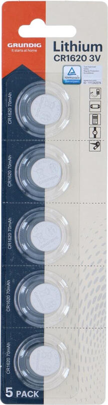 GRUNDIG Battery Buttoncell CR1620 Lithium 5pcs Blister