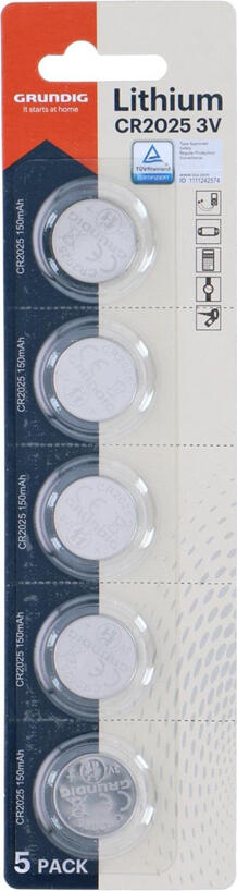 GRUNDIG Battery Buttoncell CR2025 Lithium 5pcs Blister