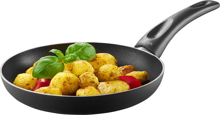Ambition Noxo Non-Stick Aluminium Frying Pan 20 cm with Qualum Basic Coating, Induction Compatible, Oven Safe to 180°C, Dishwasher Safe, Black