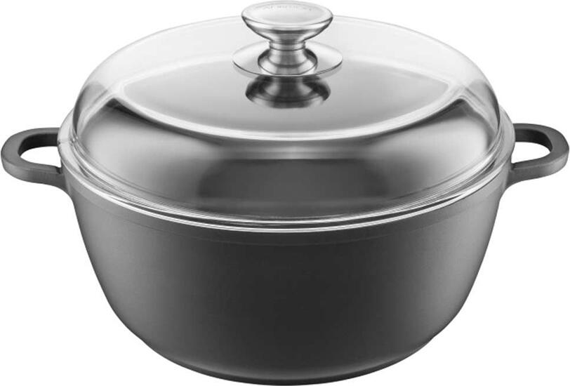 Ambition, Cast Aluminium Pot, Taurus, 28 Cm, Platinum Plus Coating, Cast Aluminium, Heat-Resistant Glass, Stainless Steel