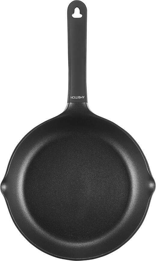Ambition Noel Frying Pan 26 cm, Cast Aluminum with Qualum Basic Non-Stick Coating, Induction Compatible, Ergonomic Soft Touch Handle, Red