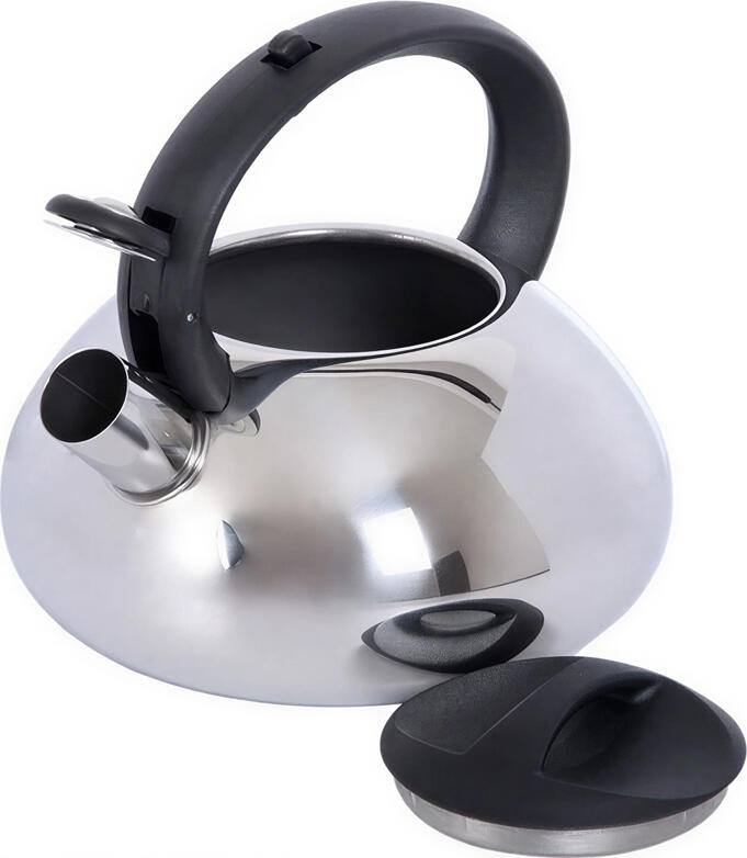 Ambition Melody Stovetop Whistling Kettle, 2.0L Stainless Steel Tea Pot with Bakelite Handle, Induction Compatible, Silver Glossy Finish
